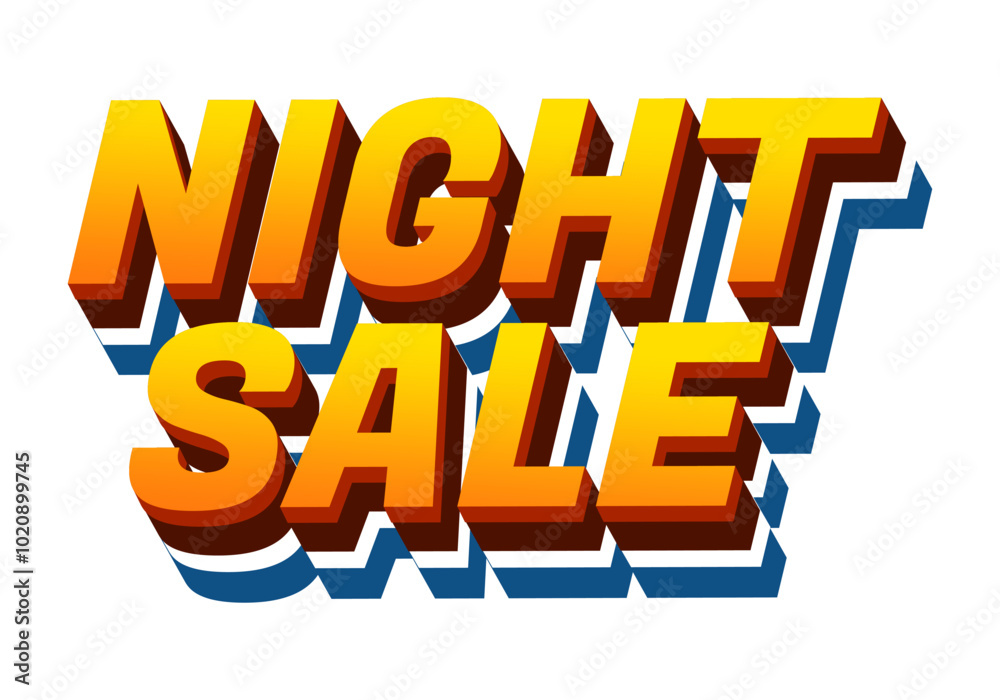 Fototapeta premium Night sale. Text effect design in 3D look with modern colors