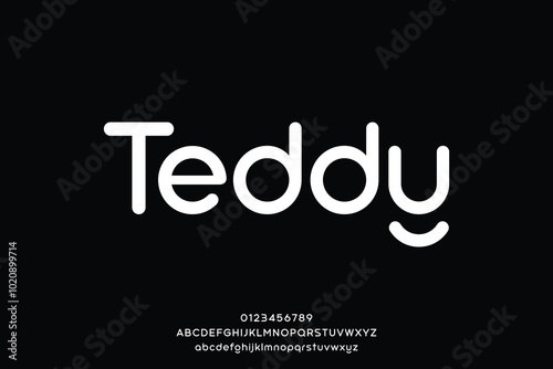 Modern unique rounded alphabet display font vector illustration