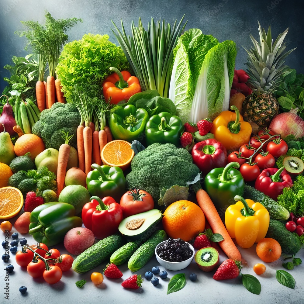 Fresh Organic Fruits and Vegetables Assortment Fresh Organic Fruits and Vegetables Assortment