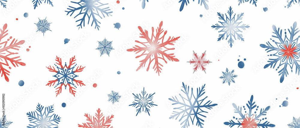 Winter Wonderland Snowflake Pattern Red Blue Winter Wonderland Snowflake Pattern Red Blue