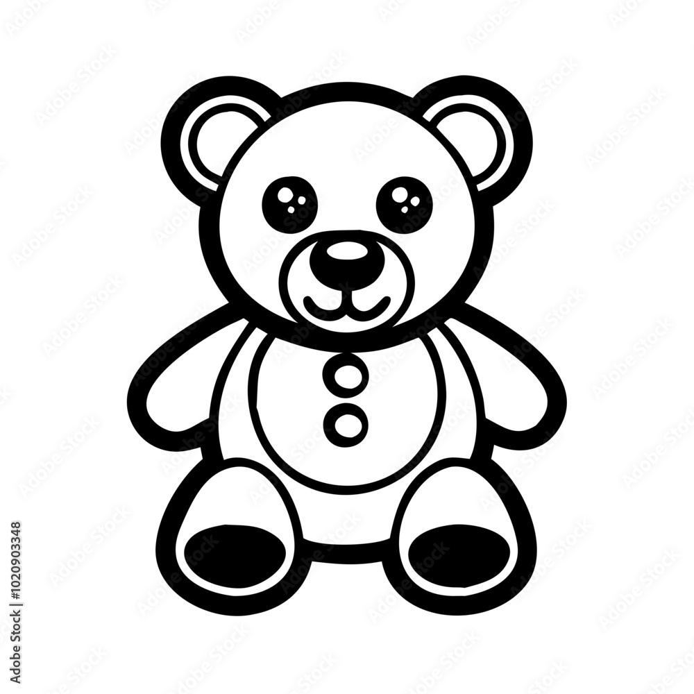 Teddy bear icon with a simple black outline, featuring a classic sitting posture and rounded ears, capturing the charm and innocence of a child's stuffed toy, ideal for minimalist designs and vector. Teddy bear icon with a simple black outline, featuring a classic sitting posture and rounded ears, capturing the charm and innocence of a child's stuffed toy, ideal for minimalist designs and vector.