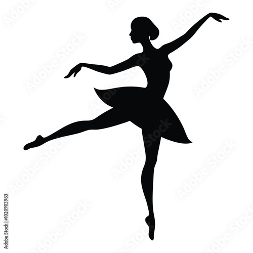 Graceful Silhouette of a Ballet Dancer in a Classic Pose for Elegant Art and Design Projects