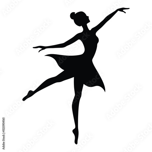 Graceful Silhouette of a Ballet Dancer in a Classic Pose for Elegant Art and Design Projects