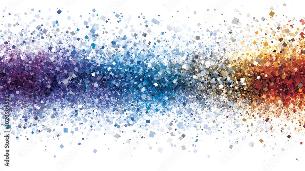 Vibrant Colorful Splash of Digital Particles and Fluid Motion