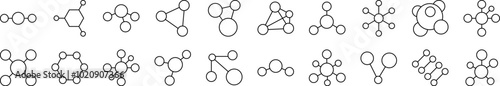 Chemical Compound Outline Icon Collection. Editable Stroke. Perfect for Infographics, Articles, Books, Flyers, Banners