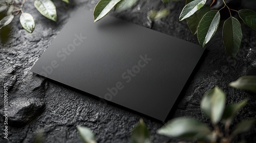 a4 horizontal clean leaflet mockup, blackred environment photo