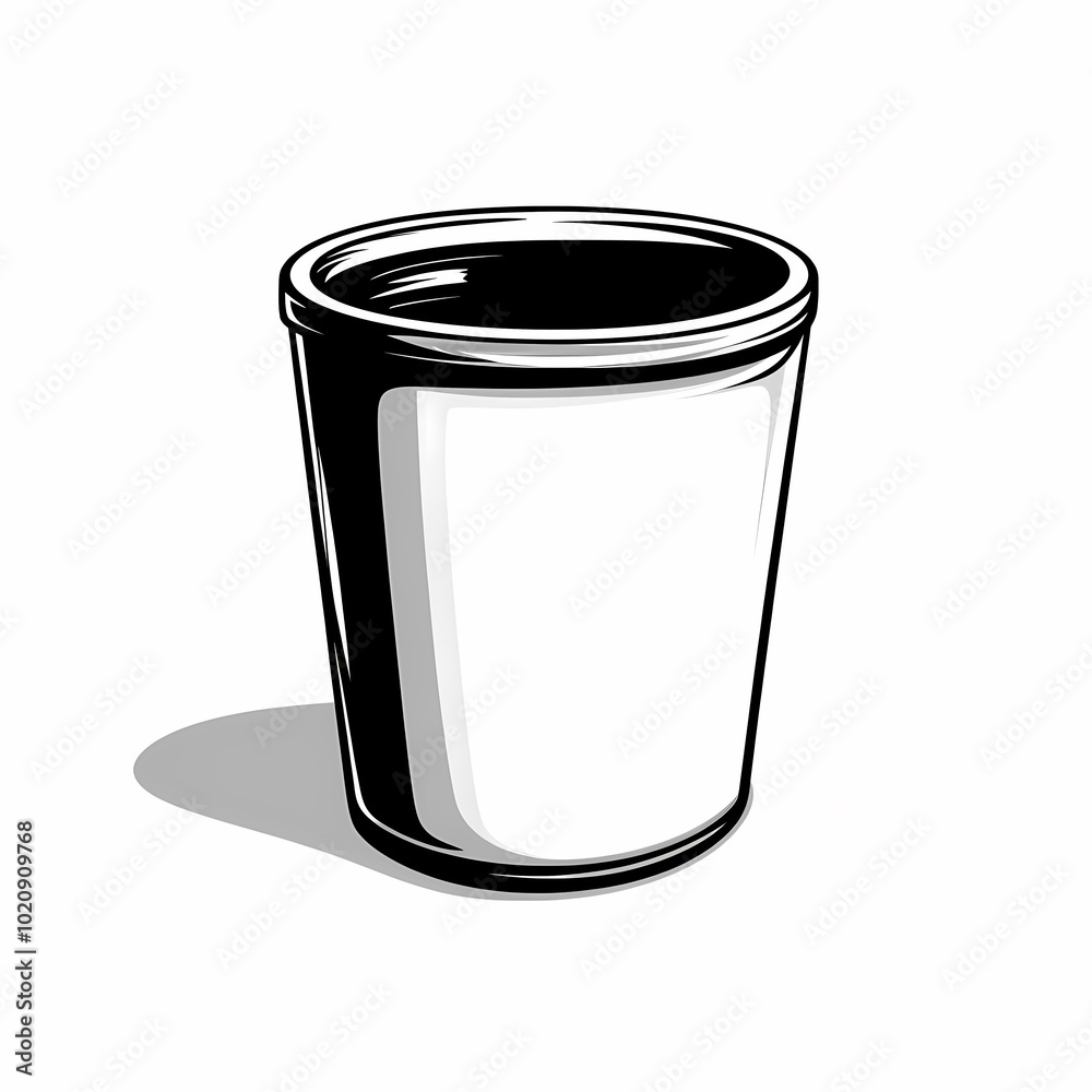 A simple, stylized illustration of a white cup or container. A simple, stylized illustration of a white cup or container.