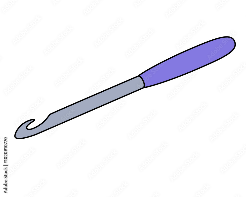 Fototapeta premium Crochet hook - vector full color illustration. The hook is a handicraft tool. Knitting tool. 