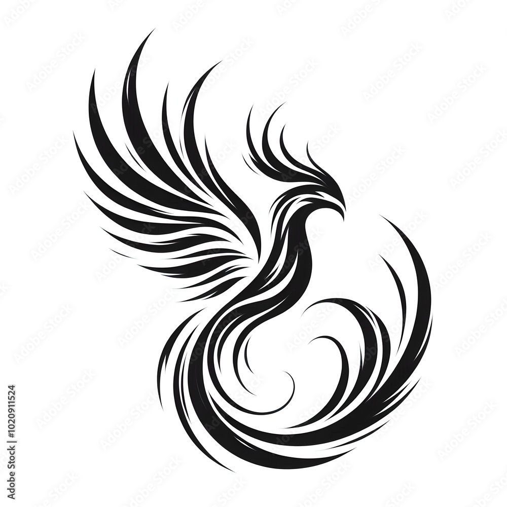 black and white sketch of a phoenix, bird tattoo black and white sketch of a phoenix, bird tattoo