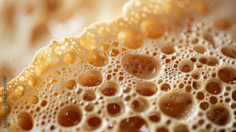 Close-up of Creamy Coffee Foam with Sunlit Bubbles Close-up of Creamy Coffee Foam with Sunlit Bubbles