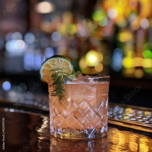 cocktail with ice and lime