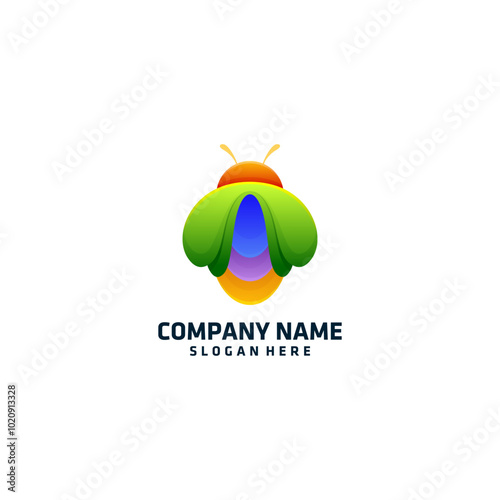 Specky Bee Logo, gradient colorful style photo