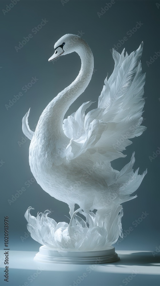 Obraz premium Elegant 3D Illustration of a Graceful Swan