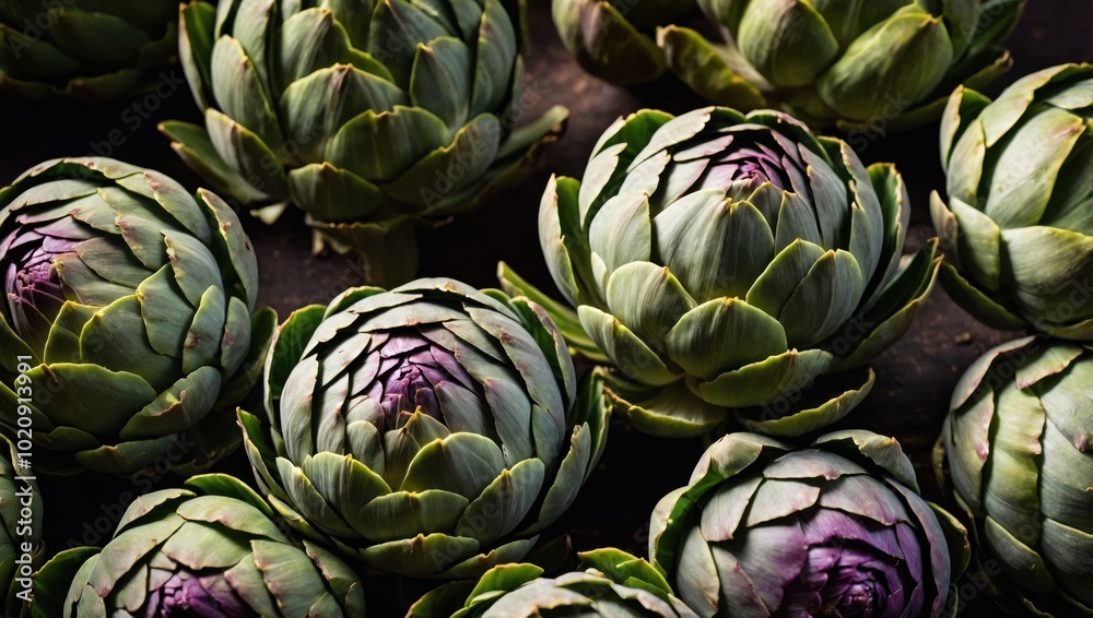 Fototapeta premium Close-up of artichokes on a wooden table