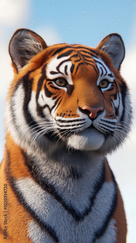 Naklejka premium Majestic 3D Tiger Rendering in Natural Setting