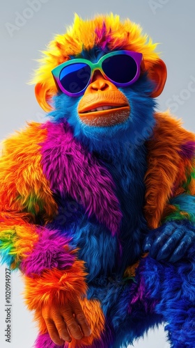 Playful 3D Monkey in Colorful Dance Pose