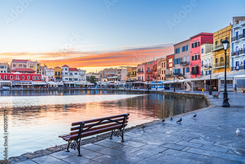 Obraz na płótnie Chania, Crete. Beautiful Greece and best scenic places - panorama of picturesque old Venetian Harbor in town of Chania. w salonie