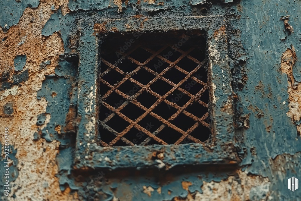 Rusted Metal Vent with Peeling Blue Paint Rusted Metal Vent with Peeling Blue Paint