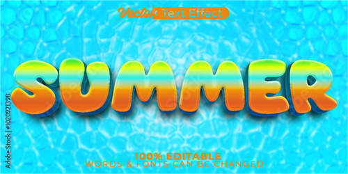 Summer Vector Text Effect Editable Alphabet Sun Pool Sea Ocean