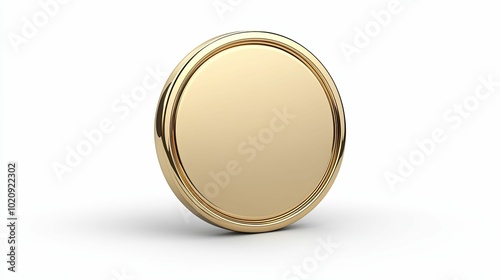 Golden Circular Medallion with a Smooth, Reflective Surface