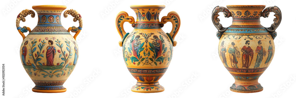 Top view antique vase isolated on transparent PNG background perfect for decorative-themed designs or cultural illustrations Top view antique vase isolated on transparent PNG background perfect for decorative-themed designs or cultural illustrations