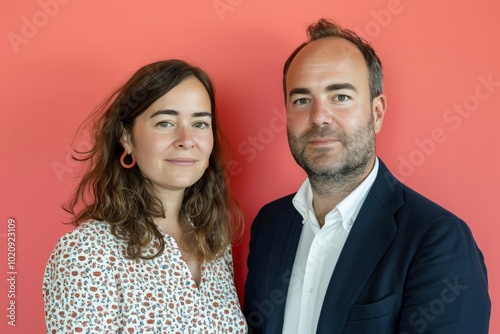 Couple Smiling Happiness Friendship Togetherness Studio Portrait Isolated