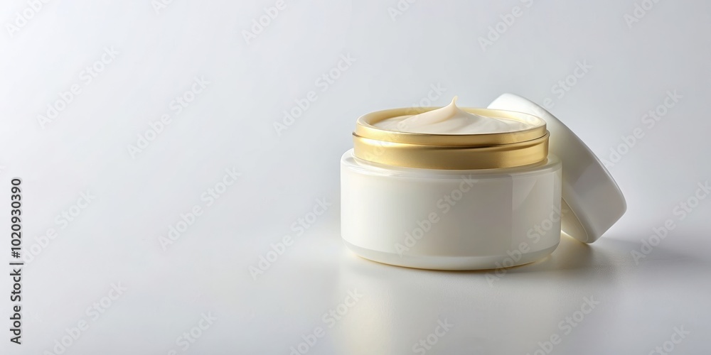 Cream based product in a plain white packaging design, cream, skincare, beauty, lotion, moisturizer, cosmetics, minimal, luxury Cream based product in a plain white packaging design, cream, skincare, beauty, lotion, moisturizer, cosmetics, minimal, luxury