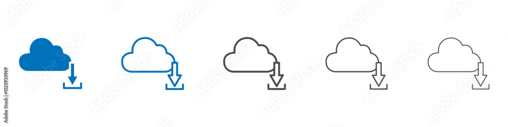 Cloud download icon Isolated flat vector in outline Cloud download icon Isolated flat vector in outline