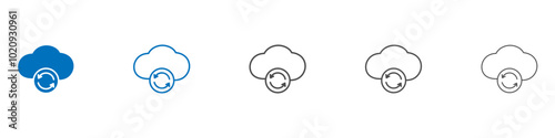 Cloud sync icon Isolated flat vector in outline
