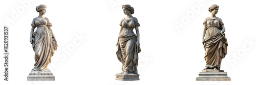 Front view marble statue isolated on transparent PNG background perfect for cultural-themed illustrations or historical designs