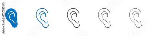 Ear icon Isolated flat vector in outline