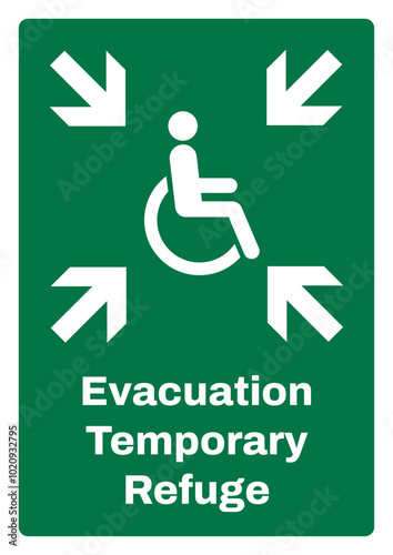 OSHA/ANSI emergency and first aid safety signs sentence case text_evacuation temporary refuge_portrait size a4/a3/a2/a1