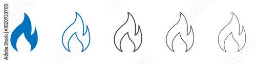 Flame icon Isolated flat vector in outline