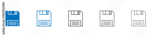 Floppy disk icon Isolated flat vector in outline