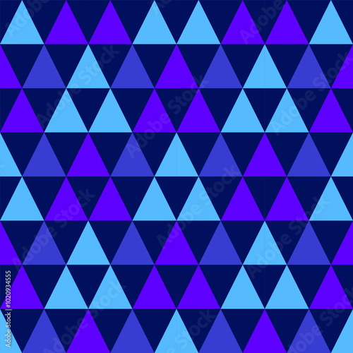 Blue Gradient geometric triangle seamless pattern background.