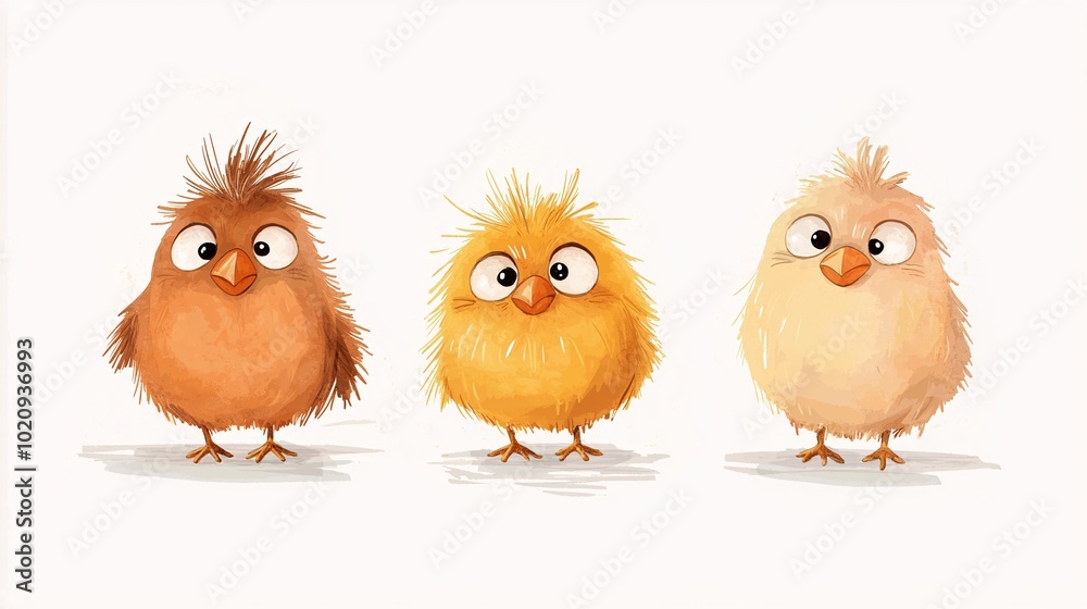 Fototapeta premium Cute colorful cartoon birds illustration for children