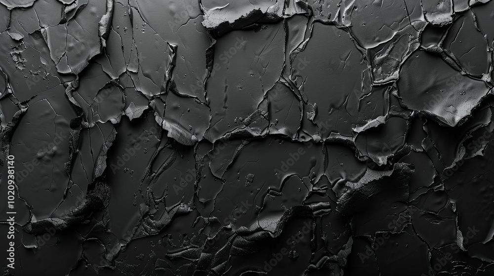 Obraz premium Abstract Cracked Black Surface Texture