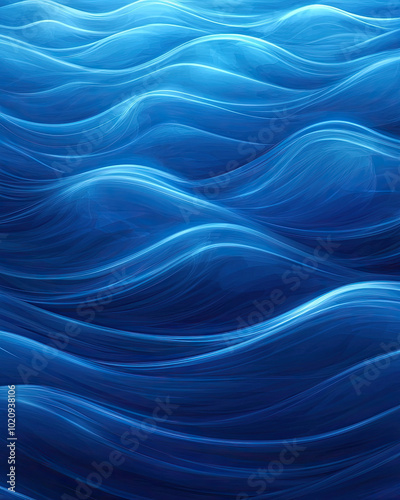 Blue ocean waves flowing in an abstract pattern.