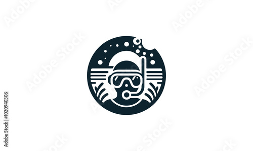 Scuba diving logo, Scuba diving silhouette, Scuba diver silhouette. Diver icon with oxygen cylinder