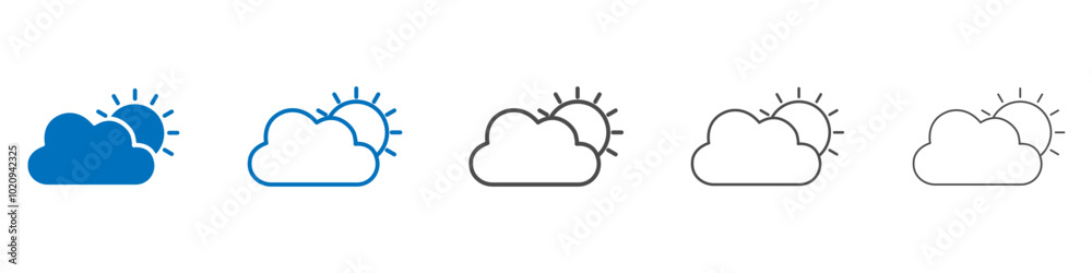 Partially cloudy icon Isolated flat vector in outline Partially cloudy icon Isolated flat vector in outline