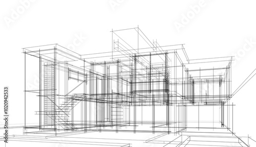 Fototapeta Naklejka Na Ścianę i Meble -  house building architecture 3d illustration