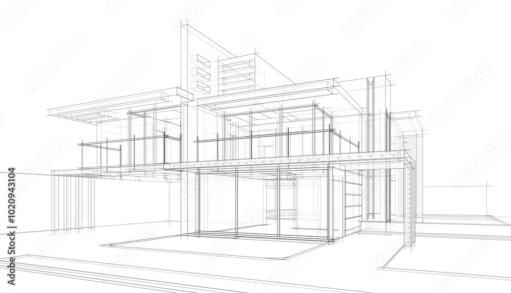house building architecture 3d illustration house building architecture 3d illustration