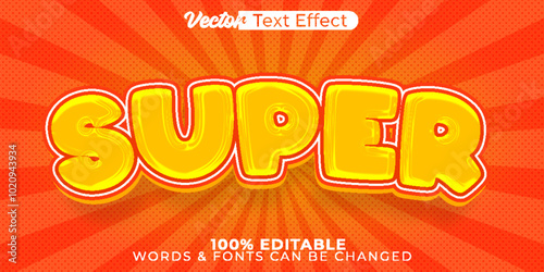 Super Vector Text Effect Editable Alphabet Cartoon Comic Orange Yellow