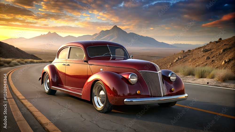 Naklejka premium design of vintage a car on the road