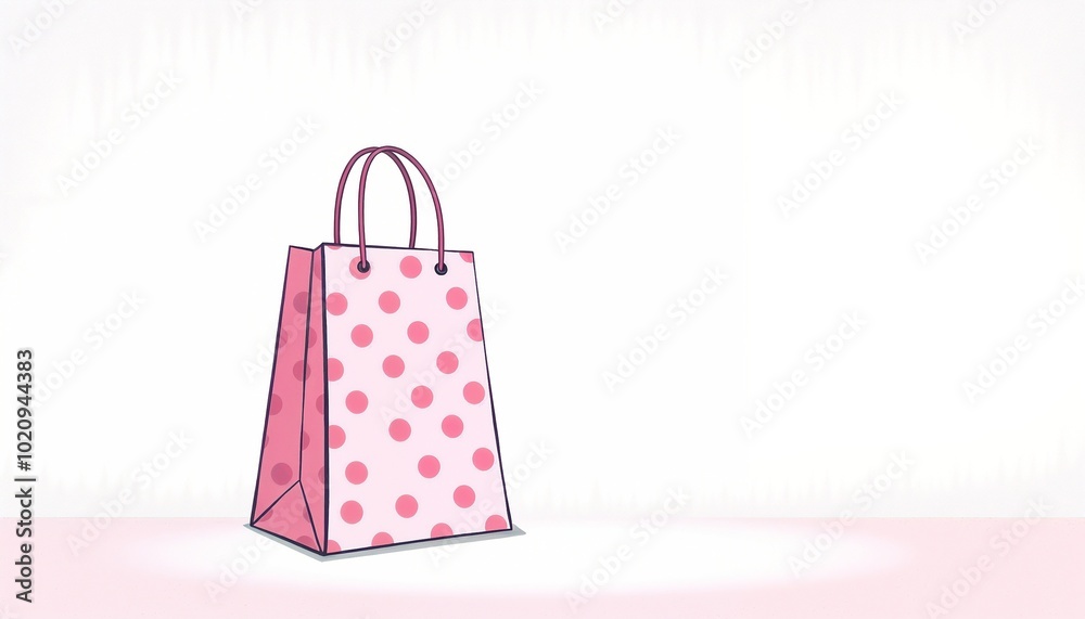 Pink polka dot shopping bag in whimsical style with copy space, shopping bags background, Boxing Day illustration, copy space
Pink polka dot shopping bag in whimsical style with copy space, shopping bags background, Boxing Day illustration, copy space