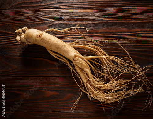 a ginseng root on the table. photo