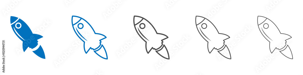 Rocket icon Isolated flat vector in outline Rocket icon Isolated flat vector in outline