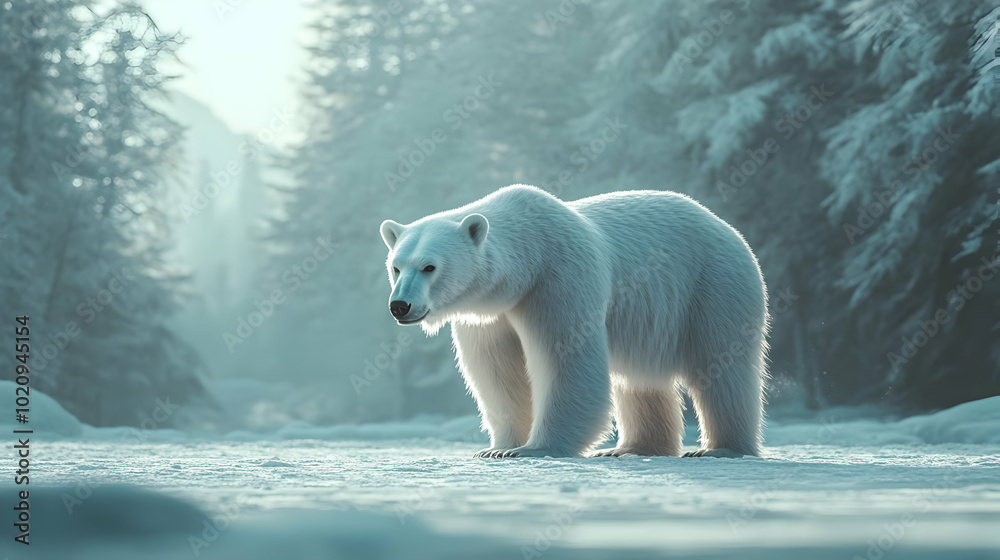 Polar Bear Standing in Snow - Illustration Polar Bear Standing in Snow - Illustration