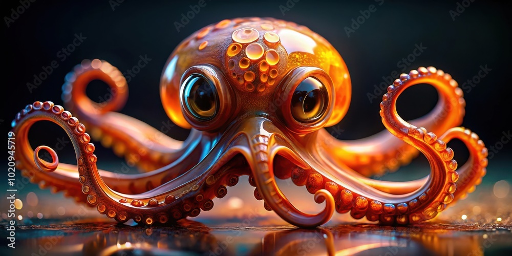 A Strikingly Rendered Octopus With Glossy Skin And Large, Expressive Eyes A Strikingly Rendered Octopus With Glossy Skin And Large, Expressive Eyes