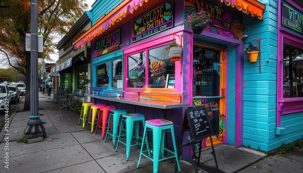 Urban Food Tour, vibrant colors, dynamic scenes, city backdrop, photography Urban Food Tour, vibrant colors, dynamic scenes, city backdrop, photography